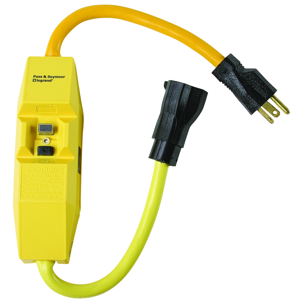 20amp 125volt, Portable Ground Fault Circuit Interrupter, Straight Blade, 2' Cord, Manual Reset
