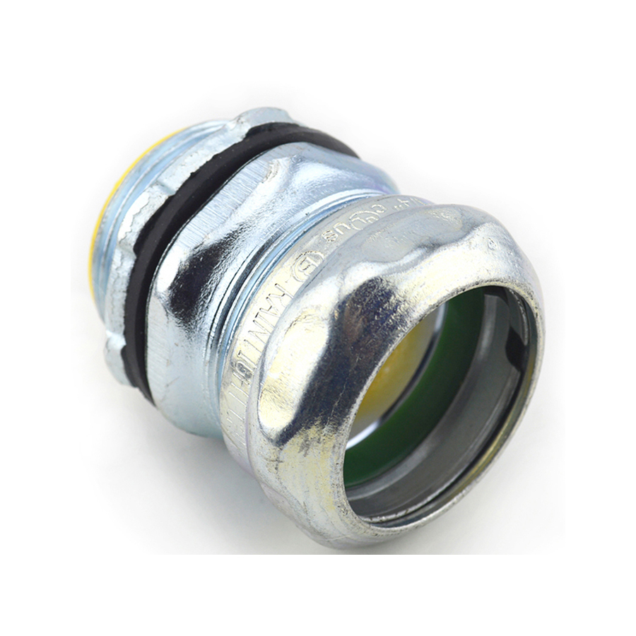 Connector, Compression, Steel, Insulated Throat - 105 Degree C, Size 1-1/4 Inch
