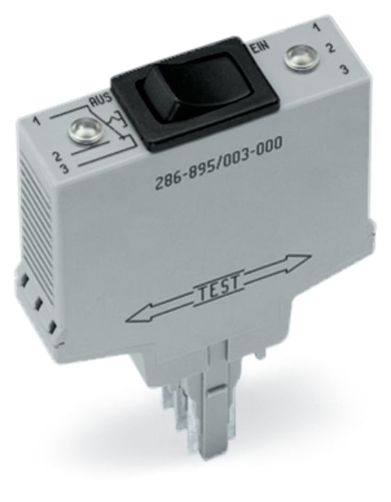 Switching module; with momentary switch; Switching voltage: 250 VAC; Switching current: 6 A; gray