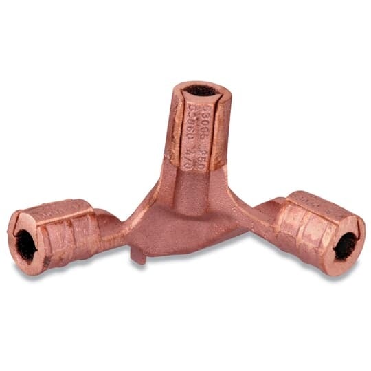 E-Z-Ground Ground Grid Copper Compression Connector for Cable Range 250 or 4/0, Tap 250 or 4/0, Ground Rod 3/4