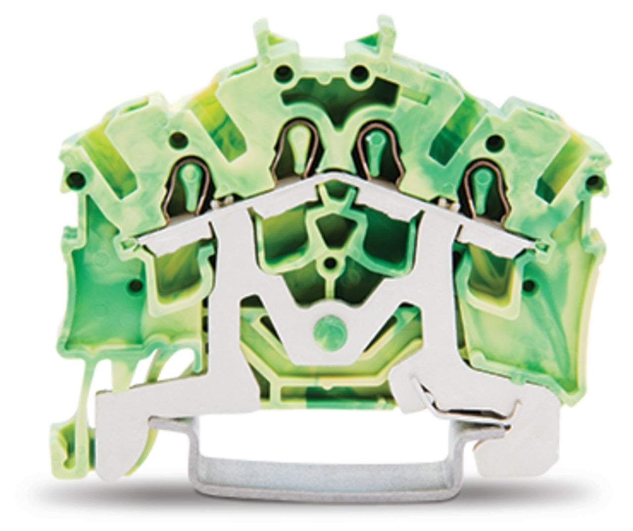 4-conductor ground terminal block; 2.5 mm; suitable for Ex e II applications; side and center marking; for DIN-rail 35 x 15 and 35 x 7.5; Push-in CAGE CLAMP; 2,50 mm; green-yellow