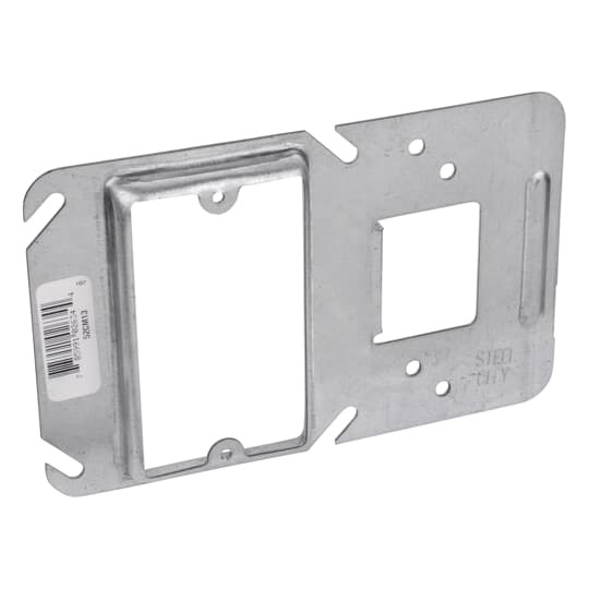 Single Gang Box Support Cover, 5 Cubic Inches, 4 Inch Square x 3/4 Inch Raised, Pre-Galvanized Steel