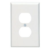 1-Gang Duplex Device Receptacle Wallplate, Midway Size, Thermoset, Device Mount, Light Almond