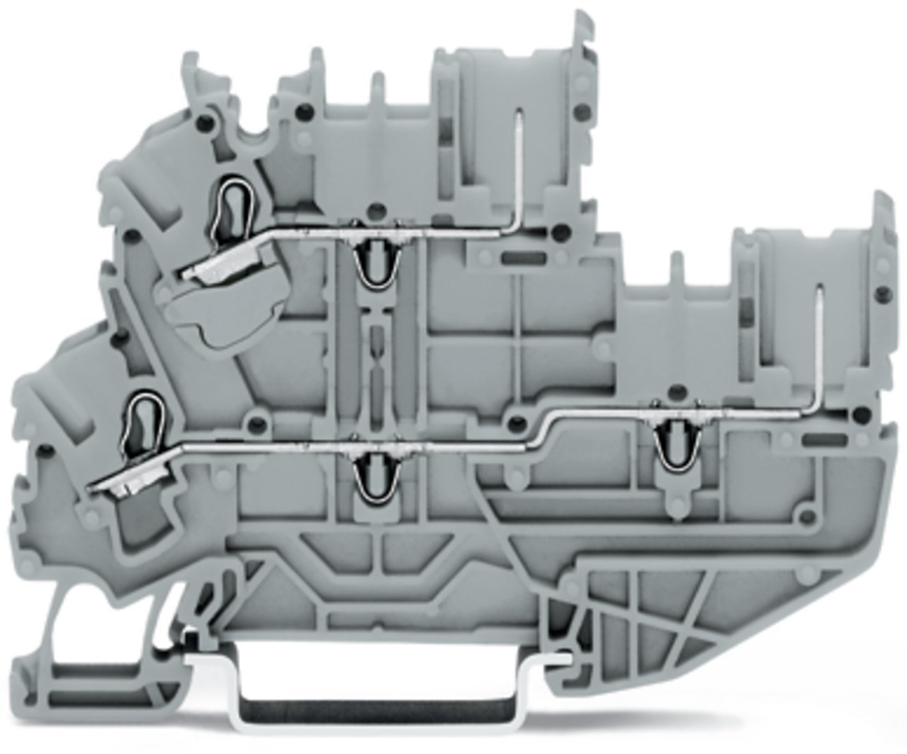 1-conductor/1-pin double deck receptacle terminal block; for DIN-rail 35 x 15 and 35 x 7.5; Push-in CAGE CLAMP; 2,50 mm; gray