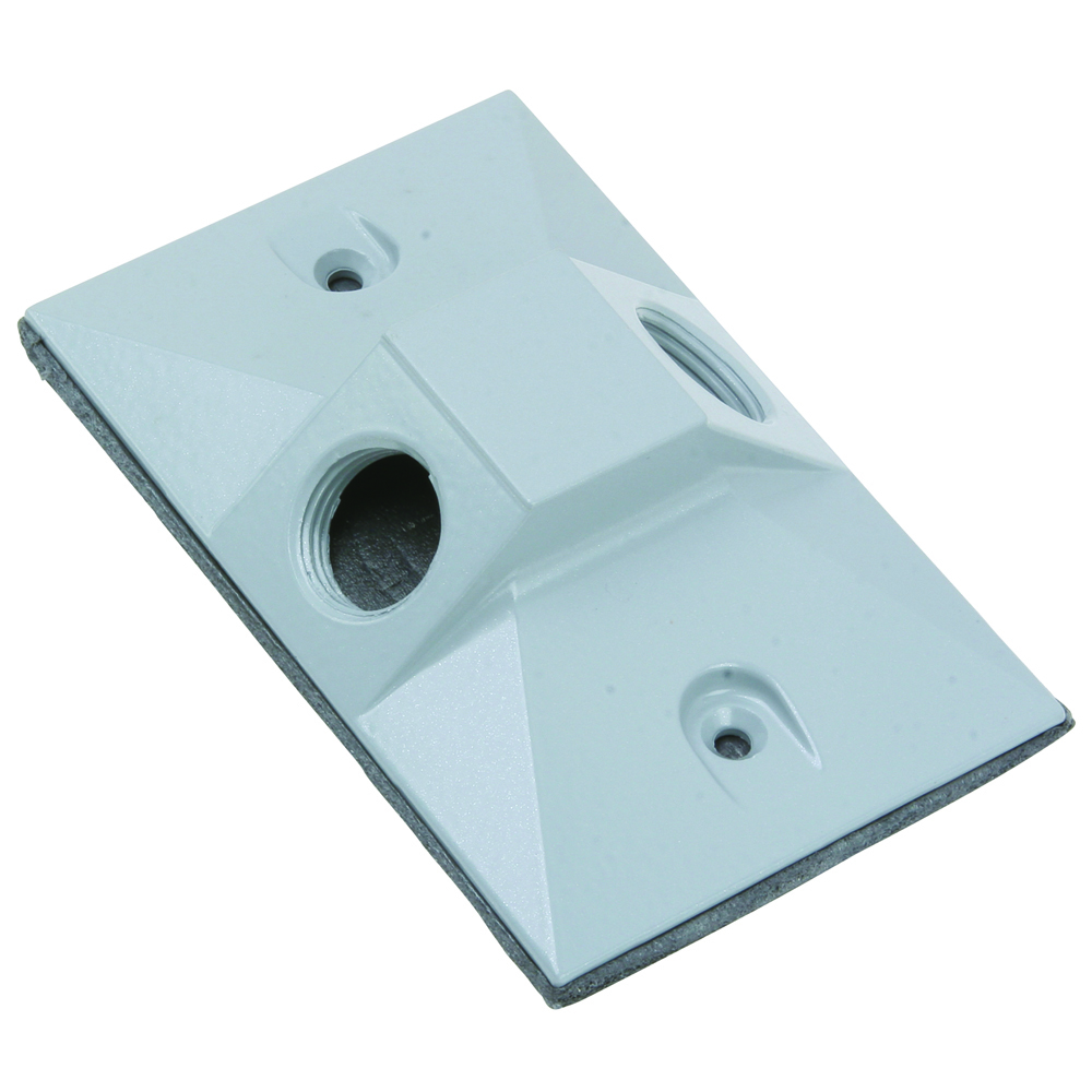 Weatherproof 1 Gang Rectangular Cluster Cover, 2 Hole 1/2, Gray