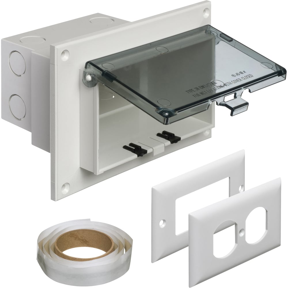 Low profile Inbox for flat surface retrofit construction. With weather proof while in use Extra Duty clear cover. Horizontal.