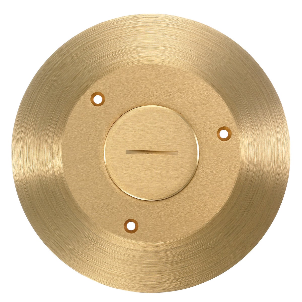 Flush Concrete Floor Box Series, 1-Gang One Piece Cover/Carpet Flange, Round, 2-1/8" Threaded Opening, Brass