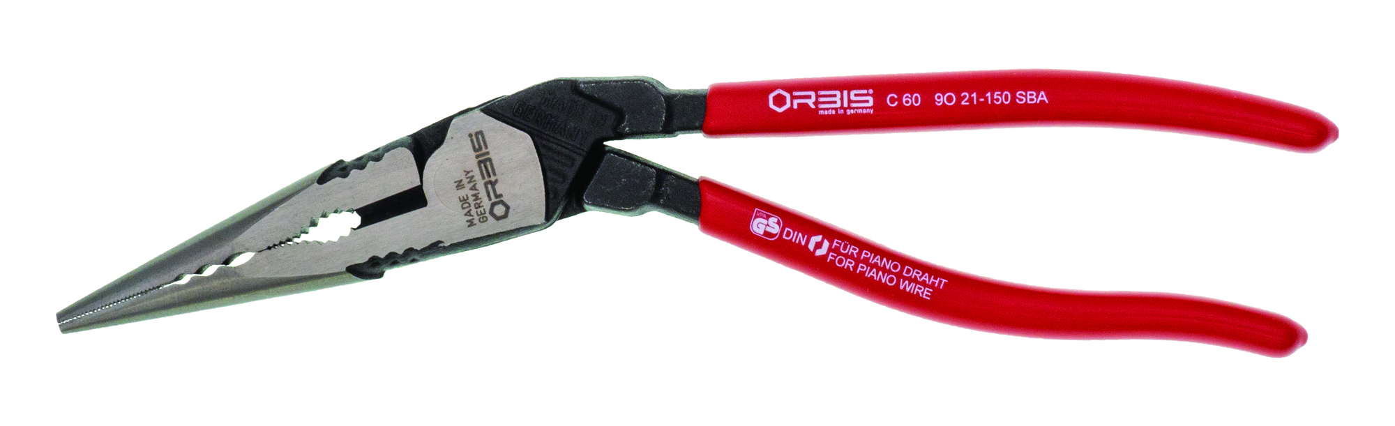 Long Nose 25° Angled Pliers, 8 3/4 in., Plastic Coating, Bulk