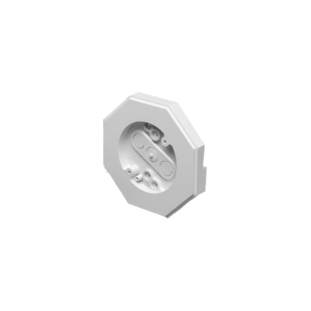 Siding mounting kit with built in electrical box. 6.8 cubic inch box. Kit includes NM cable connector. 4 mounting screws. 1/4" and 5/16" siding and shingles. 6.6 x 6.6 octagon.