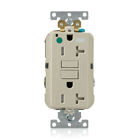 20 Amp, 125 Volt, SmartlockPro Self-Test GFCI Duplex Receptacle , NEMA 5-20R, 2P, 3W, Extra-Heavy Duty Hospital Grade, Weather & Tamper-Resistant, 20A Feed-Through, Back or Side Wired - IVORY