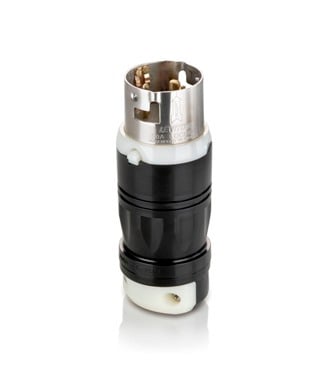 50Amp, 250V AC, Non-NEMA, 2P, 3W, Black & White Locking Plug, Industrial Grade, Grounding, California-Style(CS) Black-White