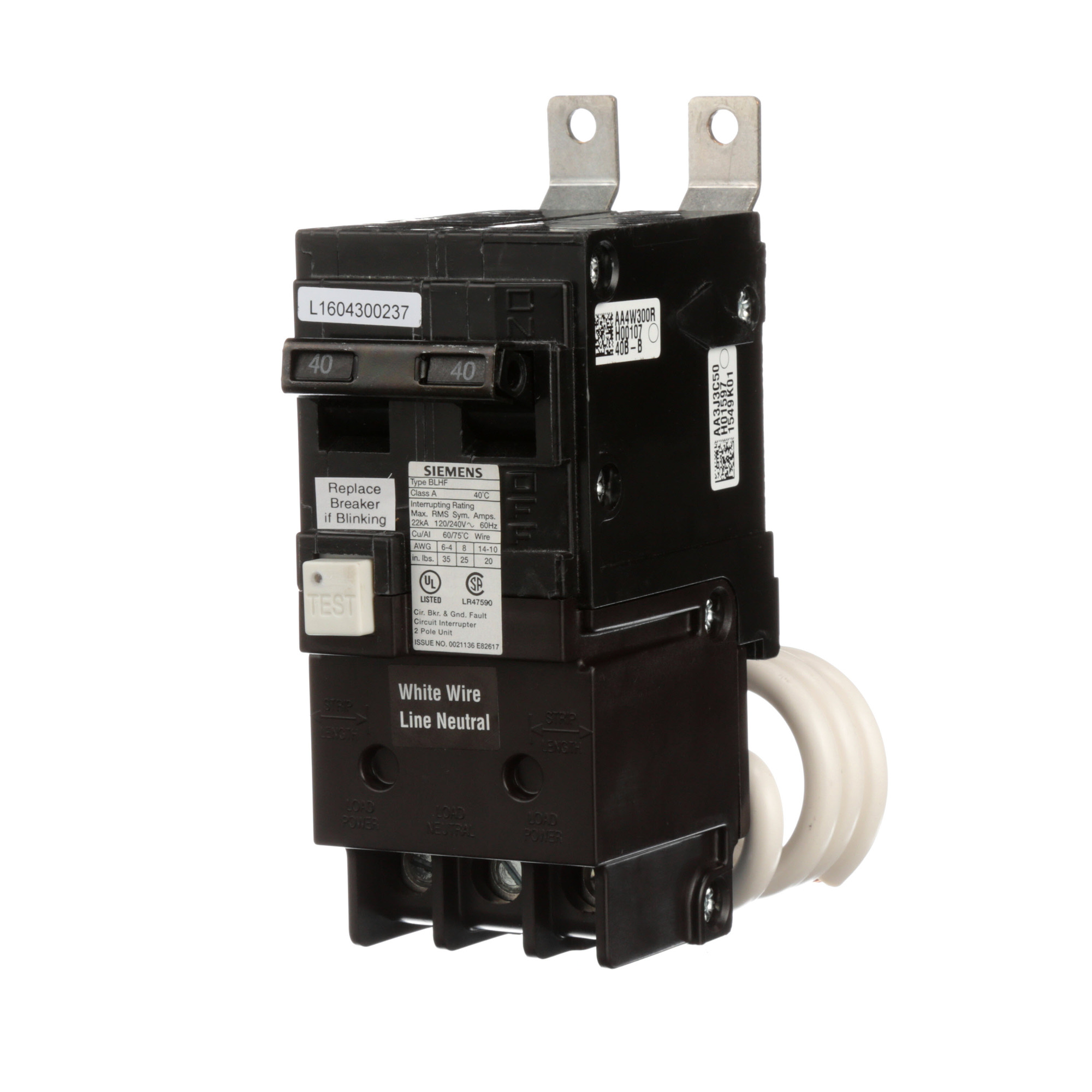  Low Voltage Molded Case Circuit Breakers Panelboard Mounting 240V GFCI Circuit Breakers - 2-Pole, GFCI - BLHF, 22KAIC, 120/240VAC are Circuit Protection Molded Case Circuit Breakers. BRKR 40A 2P 120/240V 22K BLHFB GFCI5MA