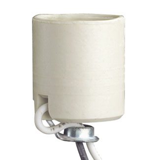 Medium Base, One-Piece, Keyless, Incandescent, Unglazed Porcelain Lampholder, Bracket Mount, Single Circuit, Back Wired, White