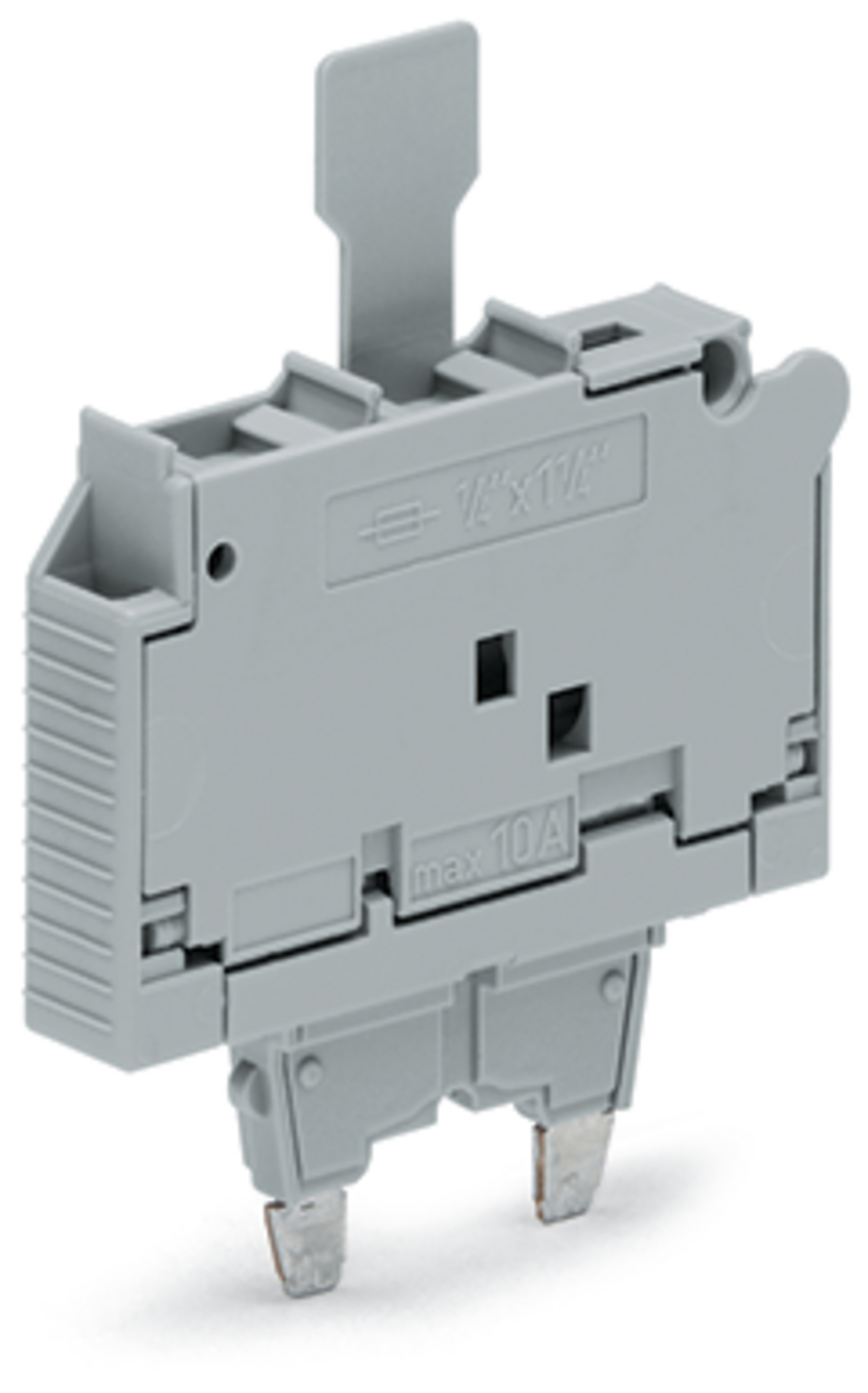 Fuse plug; with pull-tab; for glass cartridge fuse " x 1"; with indicator lamp; 12 - 30 V; 7.4 mm wide; gray
