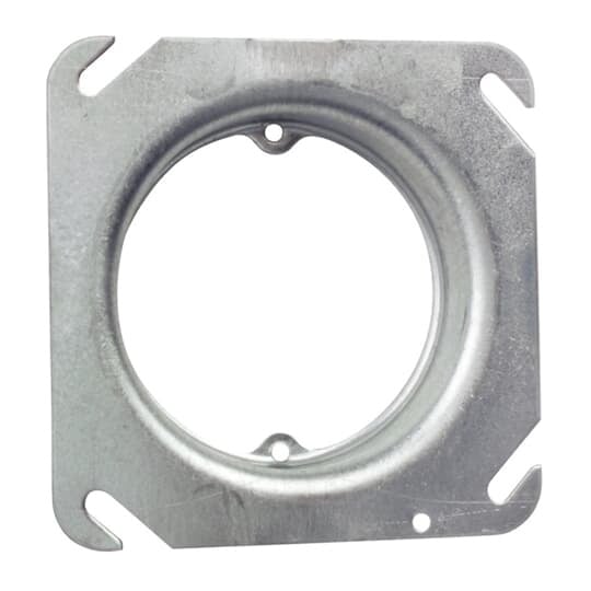 Square Box Cover, 4 Inch Square x 3/4 Inch Raised, Pre-Galvanized Steel, Center Blanked with Tapped Ears on 2-23/32 Inches Centers