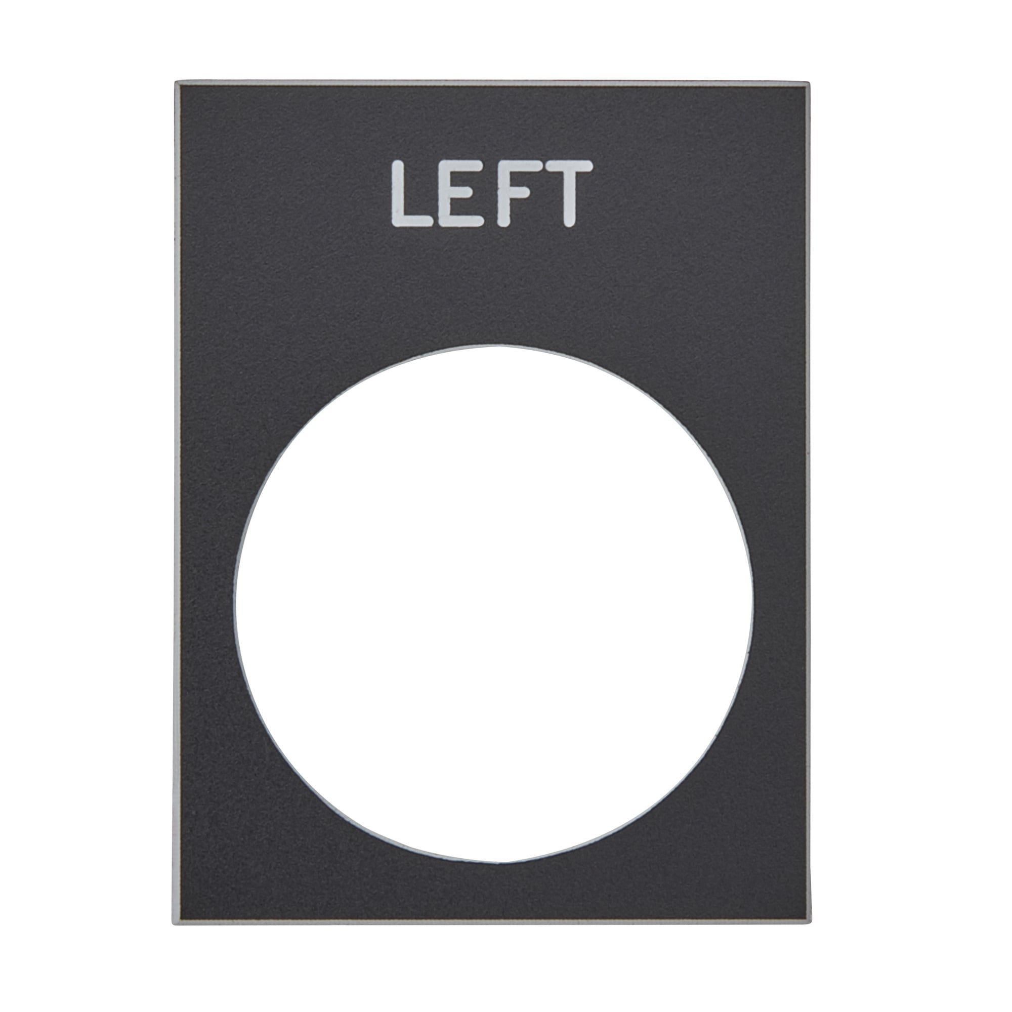 Marked legend, Harmony XAC, nameplate, 30 x 40mm, plastic, black, 22mm push button, white marked LEFT