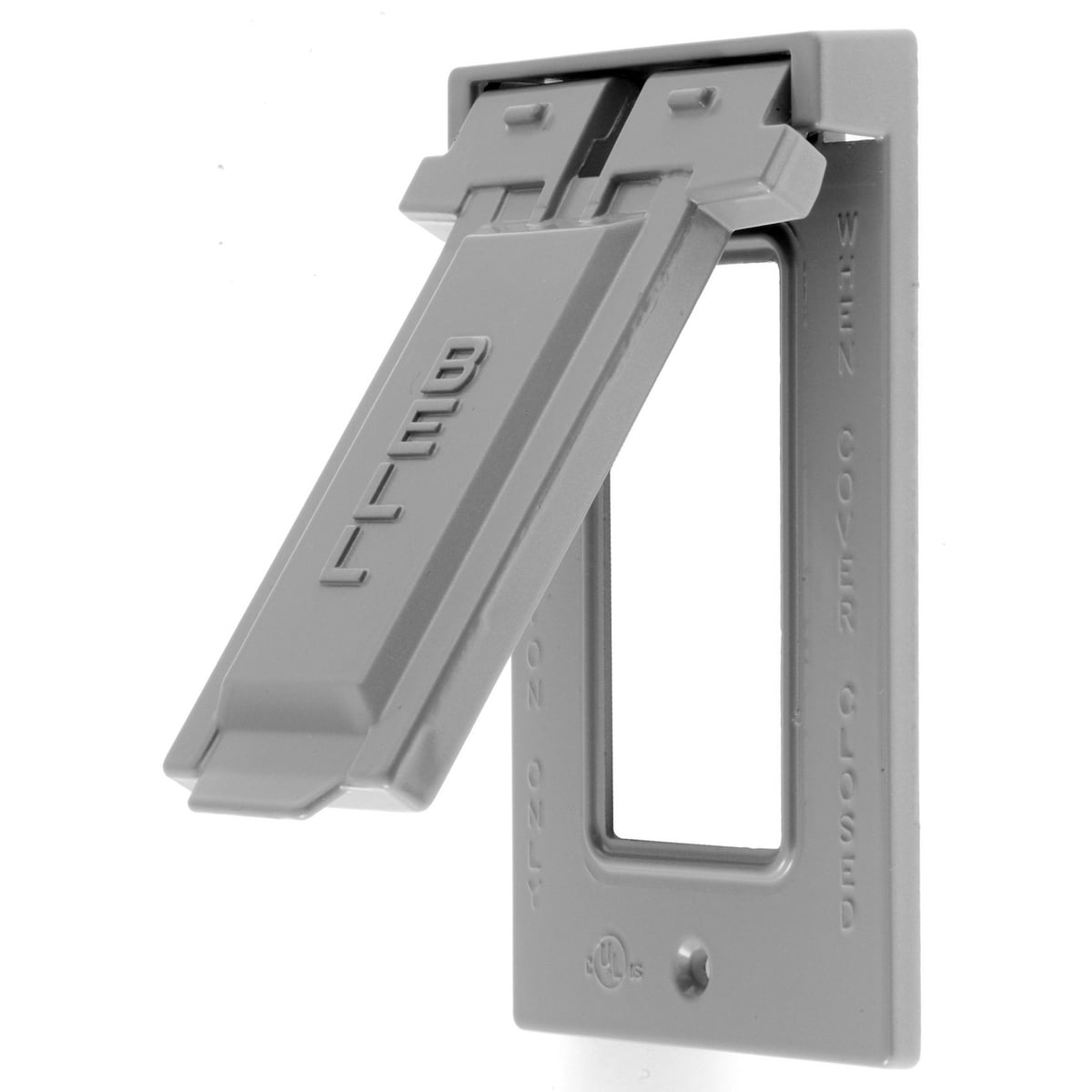 Wallplates and Boxes, Weatherproof Covers, 1-Gang, Duplex Opening, Vertical, Gray