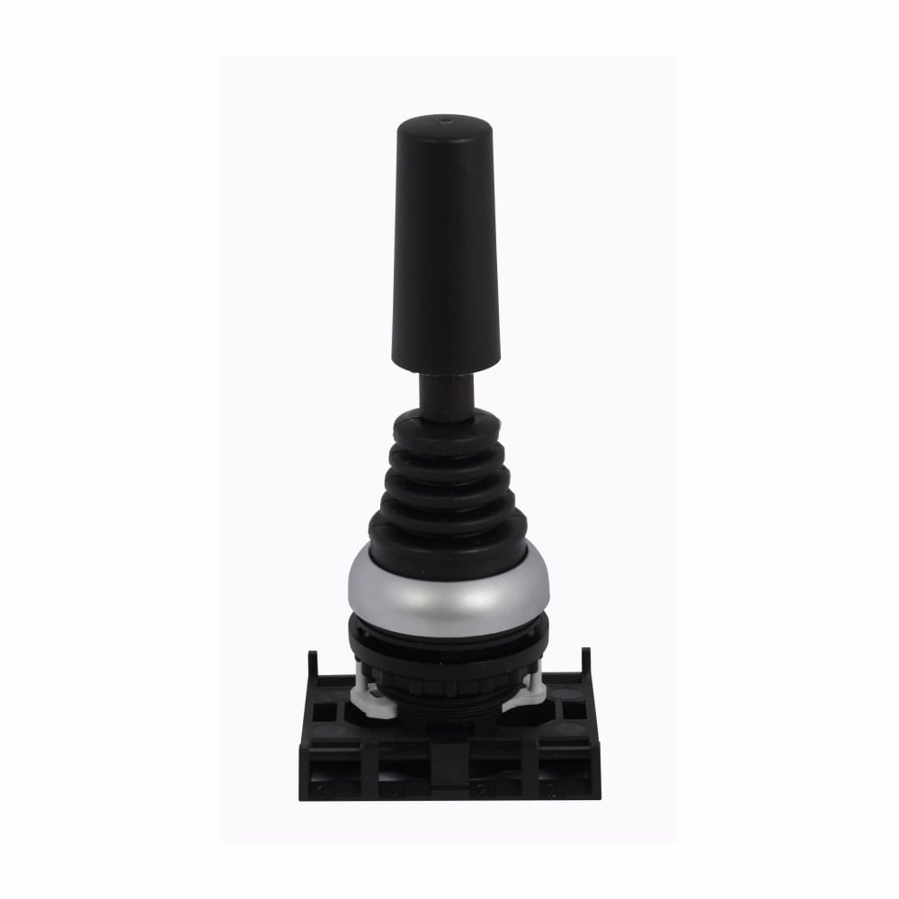 Eaton M22 pushbutton joystick operator, 22.5 mm, Momentary, Non-illuminated, Bezel: Silver, Button: Black, IP67, IP69K, NEMA 4X, 21, Two-position, Horizontal