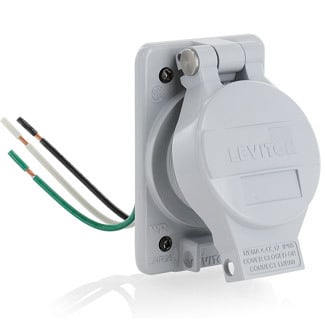 15 Amp, 125 Volt, NEMA 5-15R, 2P, 3W, Receptacle, Straight Blade, Industrial Grade, Grounding, Rhino-Hide - GRAY