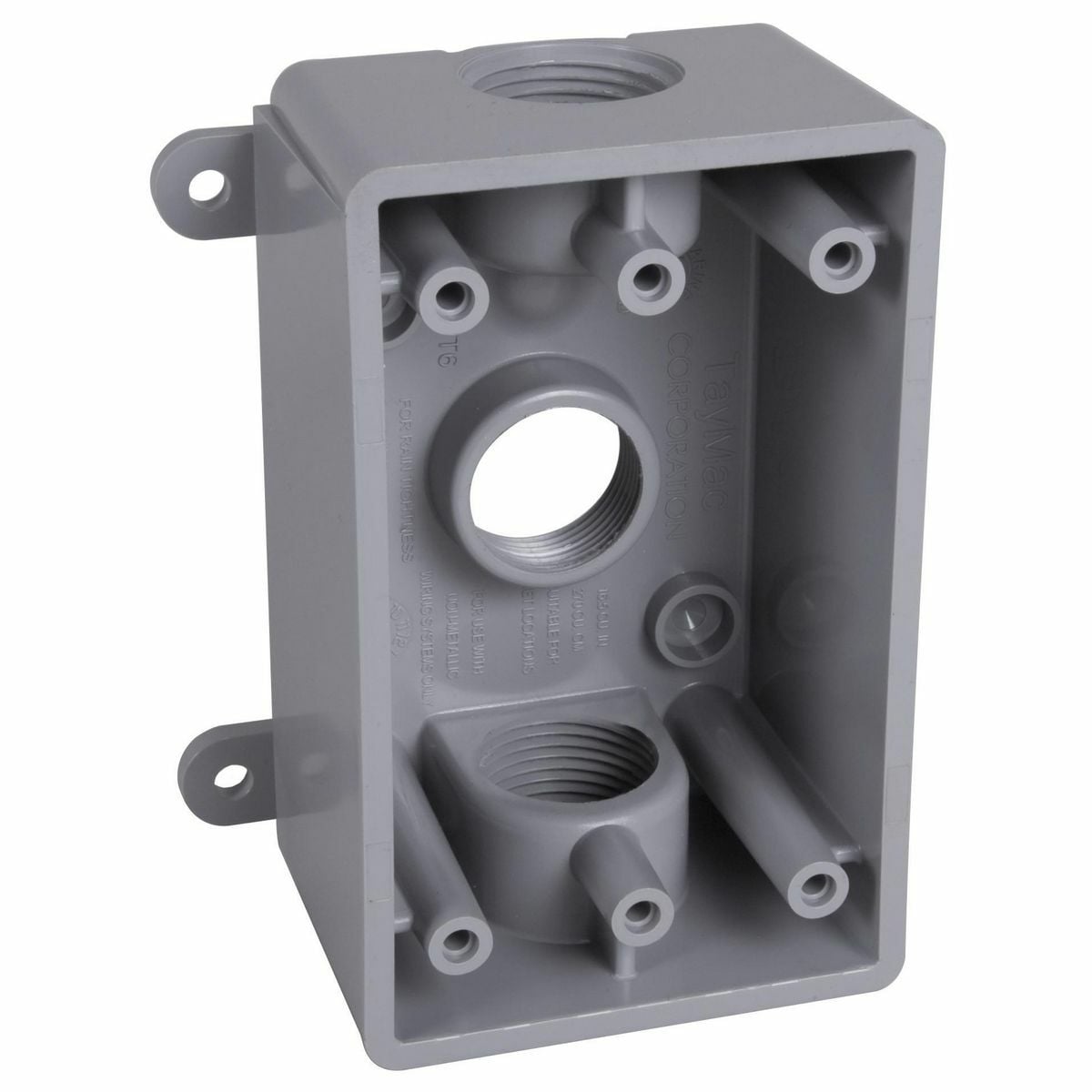 2 In. Deep with Lugs - Gray Three Threaded Outlets - 4-1/2 In. x 2-3/4 In.