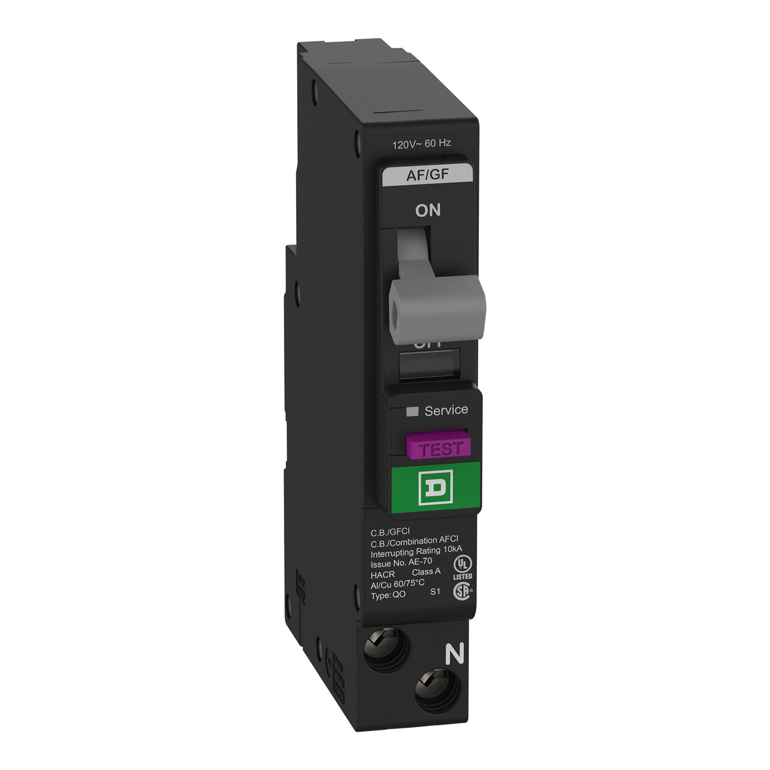 QO115PAFGF  Circuit Breaker, 15 Amp, 1 Pole, 120V