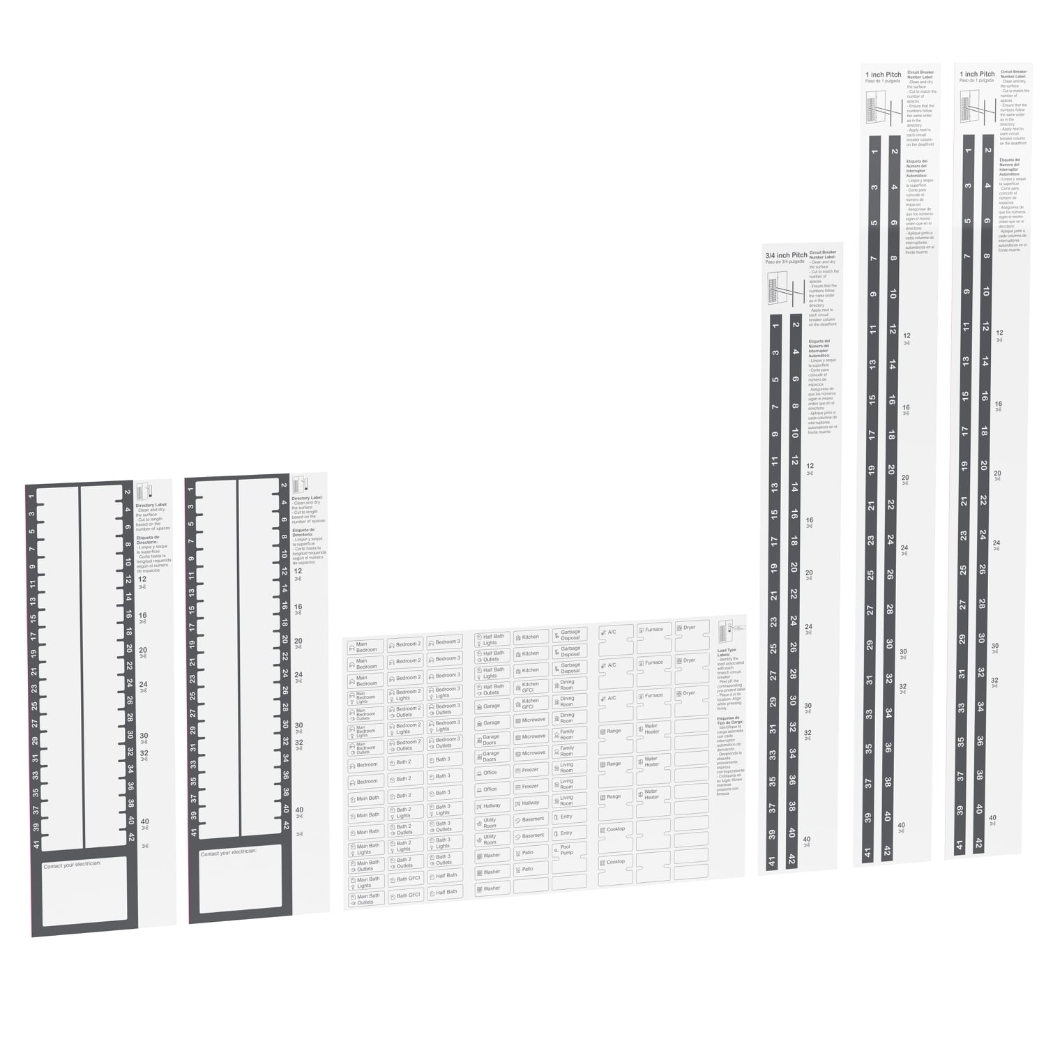Load center accessory, QO + Homeline, directory label kit, universal, 1 thru 42