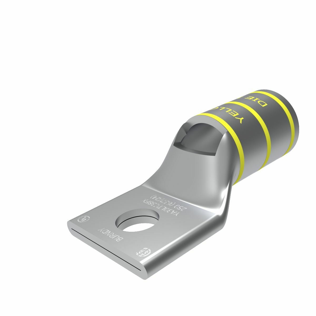 250 kcmil, G,H CU, One Hole, 3/8 Stud Size,  Standard Barrel, Inspection Window Internal Chamfer, Tin Plated, UL/CSA, 90?C, Up to 35kV, Yellow Color Code, 16 Die Index.