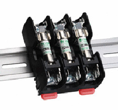 Littelfuse DIN series Class CC fuse blocks have integral DIN rail mounting capabilities that allow secure mounting to 35mm "hat" type DIN rails. New releasable mechanism allows installation and removal of block without removing adjacent components on DIN rail. Electrical panel builders and machine builders no longer need to use mounting adapters, saving assembly time and related costs.