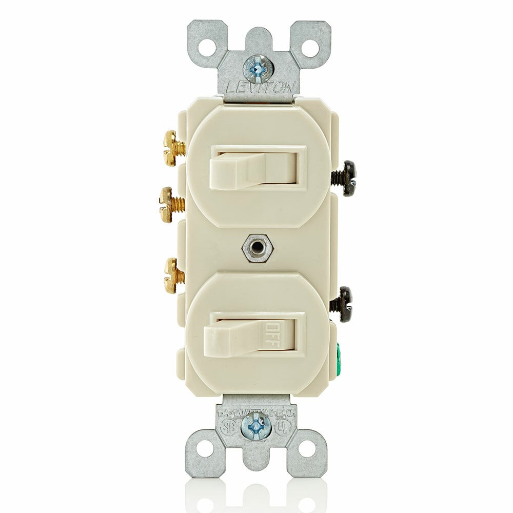 15 Amp, 120/277 Volt, Duplex Style Single-Pole/3-Way Ac Combination Switch, Commercial Grade, Light Almond