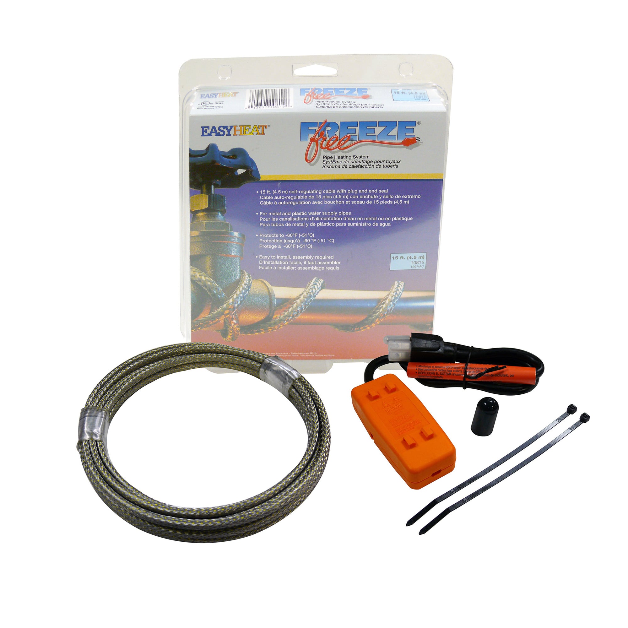 Freeze Free, Self-regulating, cut-to-length cable, 15 FT pre-packaged Freeze Free Kit, CTN QTY 5, CTN WT 6