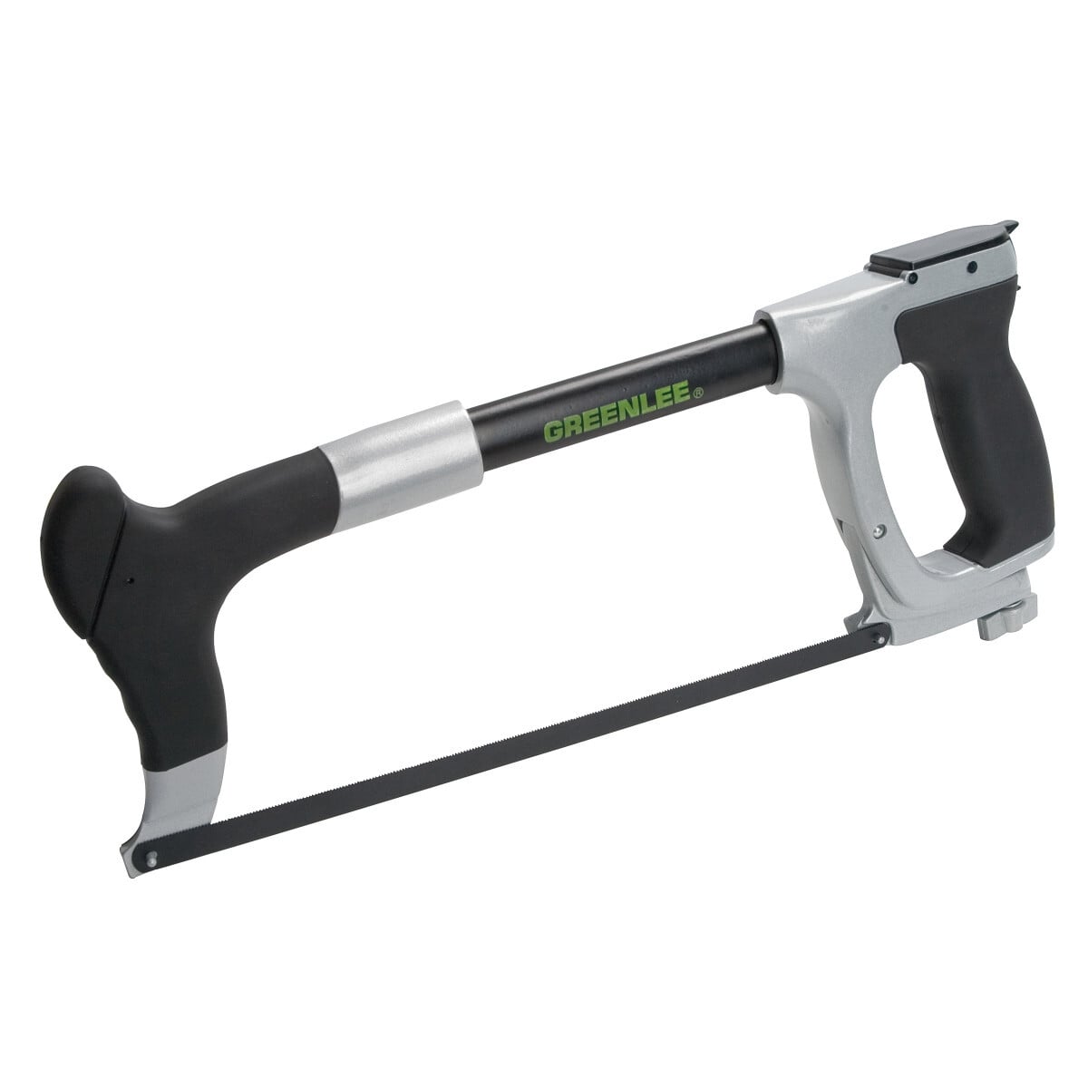 Over-molded rugged design for heavy-duty use and comfort.  Fully-adjustable blade tension up to 30,000 psi for longer blade life and faster, accurate cuts.  Alternative 45 DEG blade mounting allows for flush cutting.  Mounting for most reciprocating saw blades for extra versatility.  Handy blade storage in tubular frame.  Convenient front grip feature for two-handed sawing.  Complete with bi-metal blade (12 IN/24 TPI).  Lifetime limited warranty.