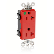 20 Amp, 125 Volt, Decora Plus Duplex Receptacle, Straight Blade, Hospital Grade, Self Grounding, Red