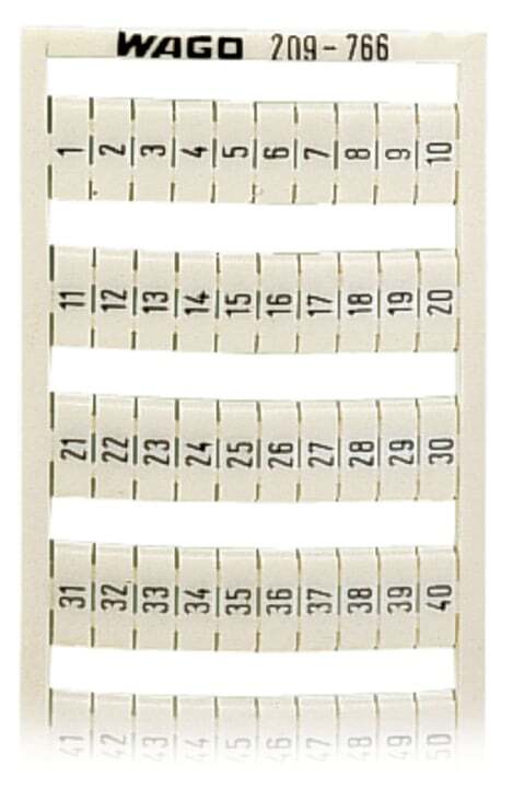 WSB marking card; as card; MARKED; 1 ... 50 (2x); not stretchable; Vertical marking; snap-on type; white