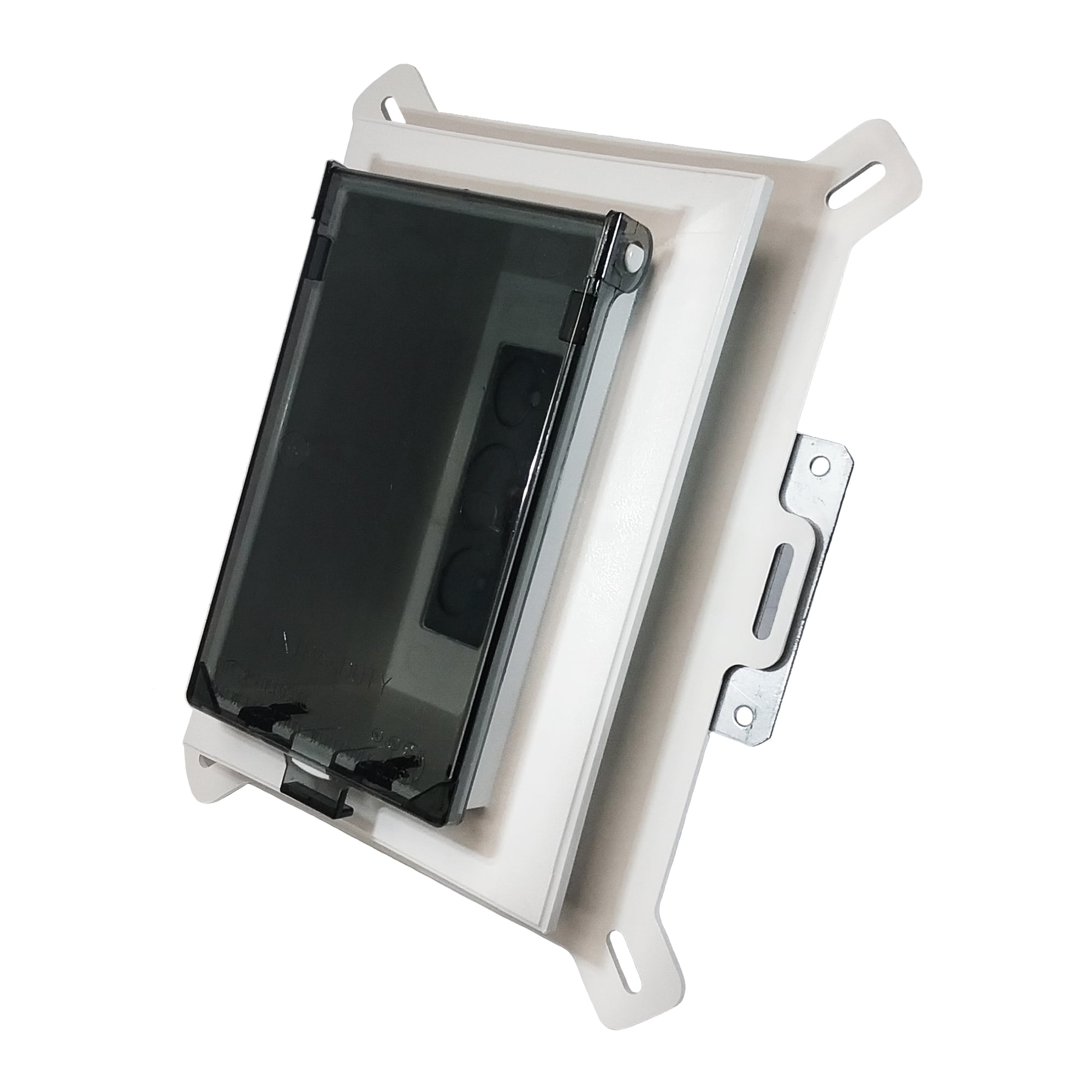Low profile Inbox for new vinyl siding construction. Vertical with weatherproof while in use Extra Duty clear cover.