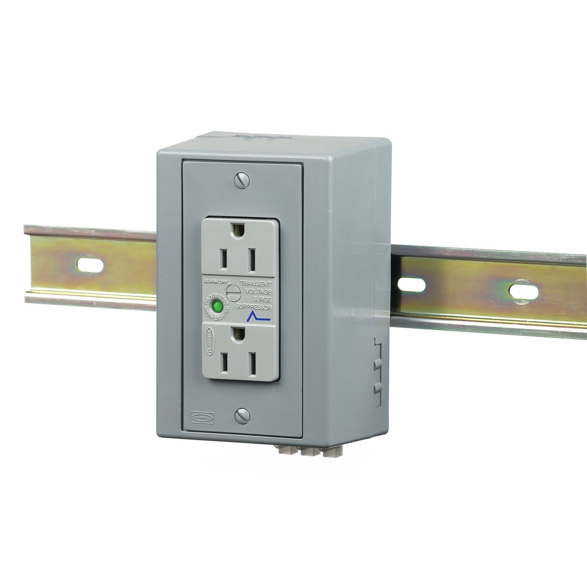 DIN Rail Utility Box, Complete Unit- TVSS, DIN Rail Box, 15A TVSS, Gray.
