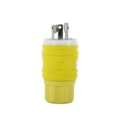 15A-125V/ 10A-250V, Plug, Locking Blade, Industrial Grade, Non-Grounding, Wetguard, Yellow