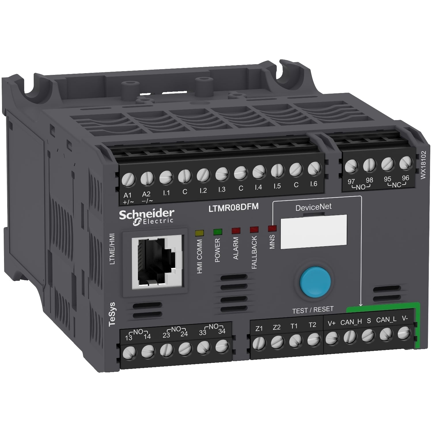 Motor controller, TeSys T, Motor Management, DeviceNet, 6 logic inputs, 3 relay logic outputs, 0.4 to 8A, 100 to 240VAC