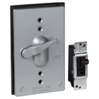 Single Gang Weatherproof Receptacle Cover, Silver, Aluminum, Device Mount Switch Cover with Switch, Single Pole 20A, 120-277V