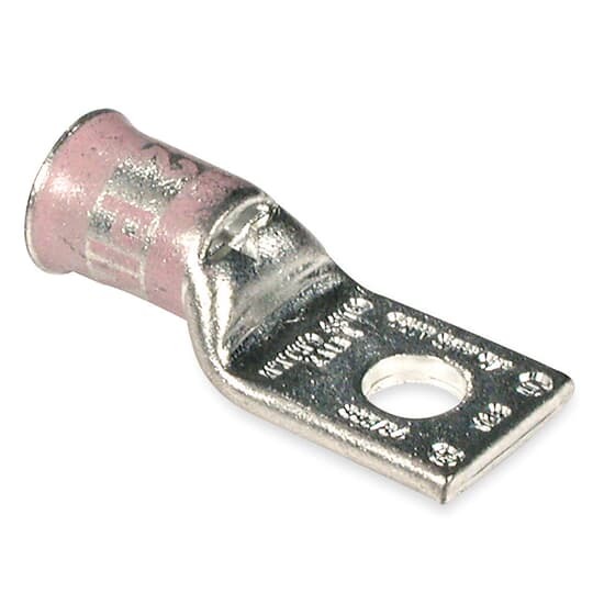 Copper One-Hole Lug, Standard Barrel - Bell Shaped End, Peep Hole, Max 35kV, 700 kcmil Wire, 5/8 Inch Bolt Size, Tin Plated, Die Code 99, Die Color Code Pink