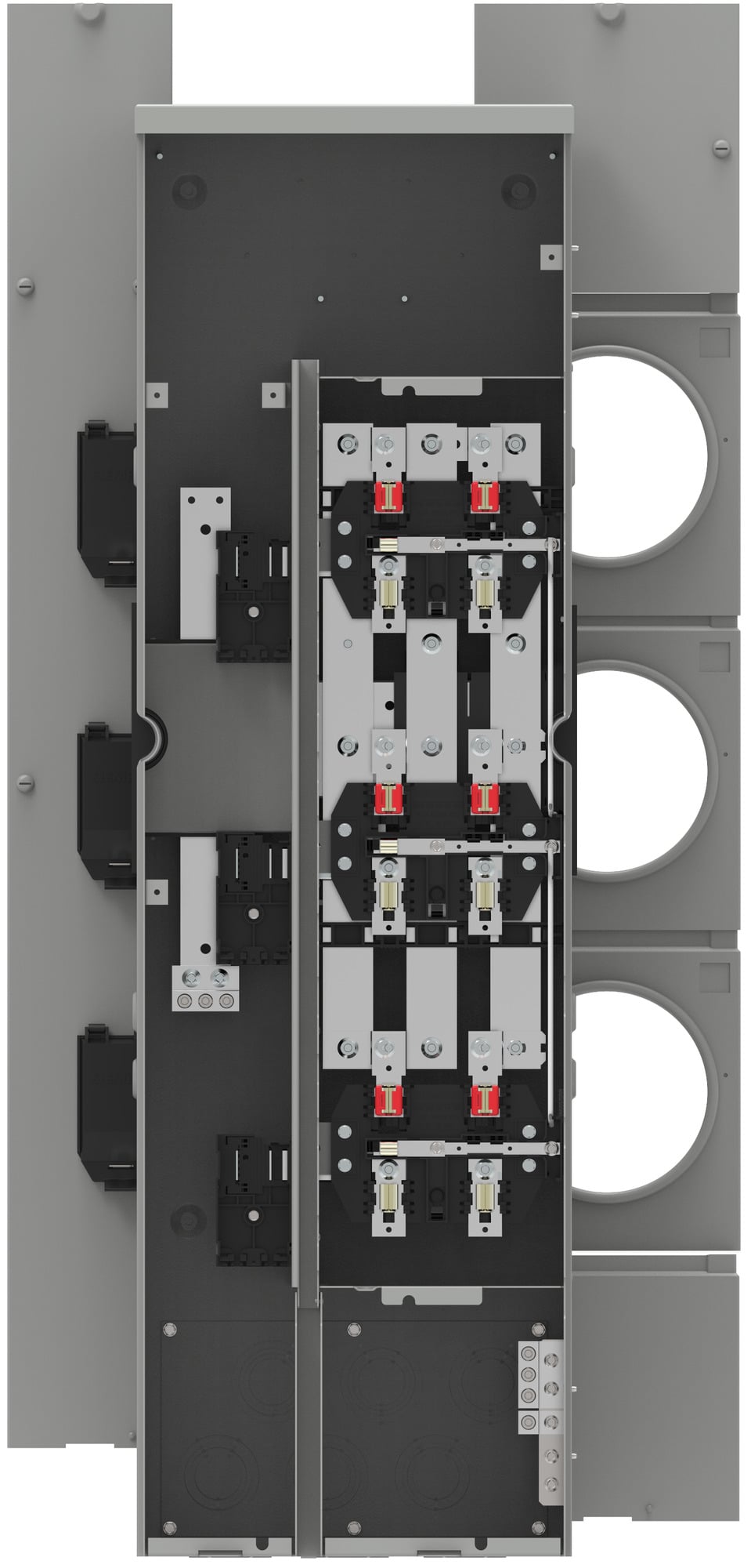 WMM32125J Residential Meter Stack, 3 Phase 4 Wire Incoming, 1 Phase 3 Wire Outgoing, 3 Meter Position per Stack 125 Amp, max Tenant Breaker, Outdoor