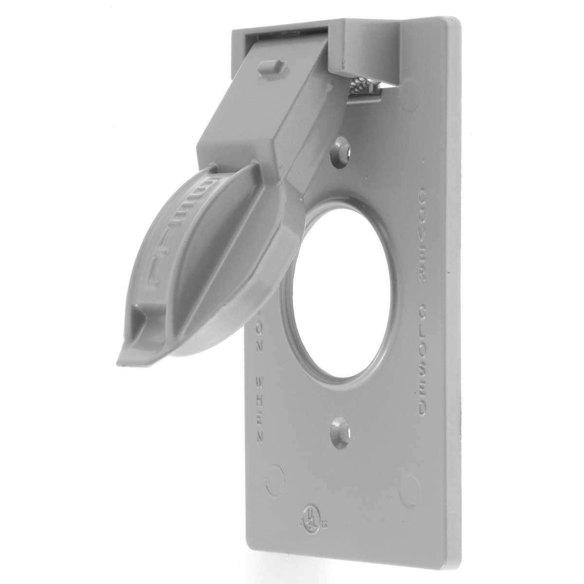 Wallplates and Boxes, Weatherproof Covers, 1-Gang, 1.40" Opening, Vertical, Gray