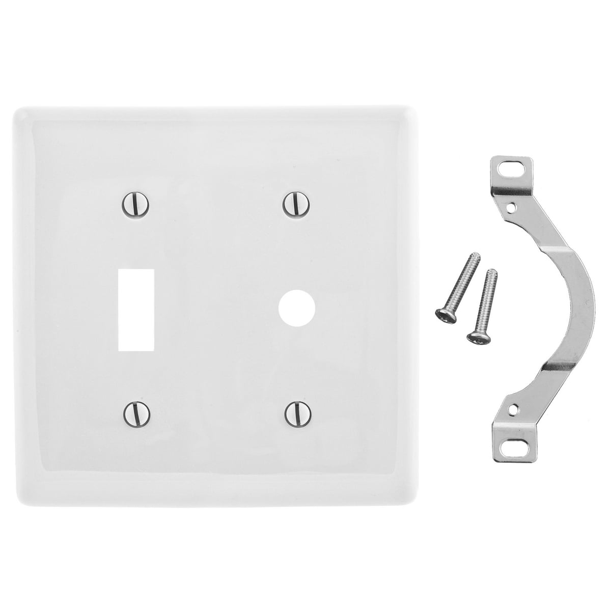 Wallplates, Nylon, 2-Gang, 1) Toggle, 1) .406" Opening, White
