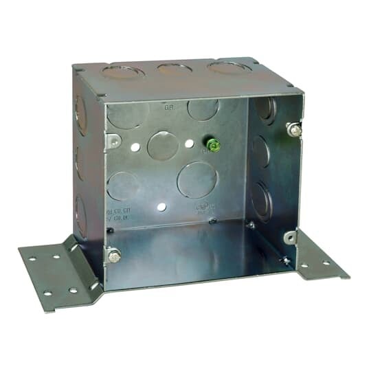 Fire Signal Box, 67 Cubic Inches, 5 Inches Square x 2-7/8 Inches Deep, 1/2 Inch and 3/4 Inch Knockouts, Pre-Galvanized Steel, with CV Bracket