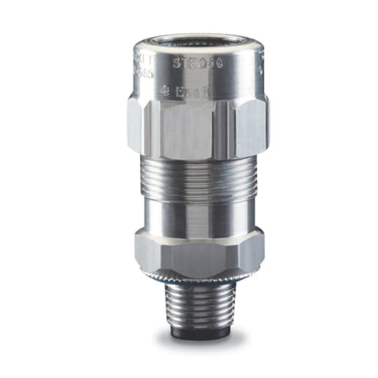 Star Teck Extreme aluminum jacketed cable fitting. Hub size 3/4 inch. Range over jacket from 0.860 - 1.205 inch.