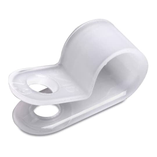 Plain Edge Cable Clamp, Natural Nylon 6.6 for Temperatures up to 85 Degrees Celsius (185 F), Width of 9.53mm (0.375 Inches), Thickness of 1.27mm (0.50 Inches), Hole Diameter of 4.3mm (0.170 Inches), #8 Screw Mounting with Closed Diameter of 7.9mm (0.312 Inches), 1000 Pack
