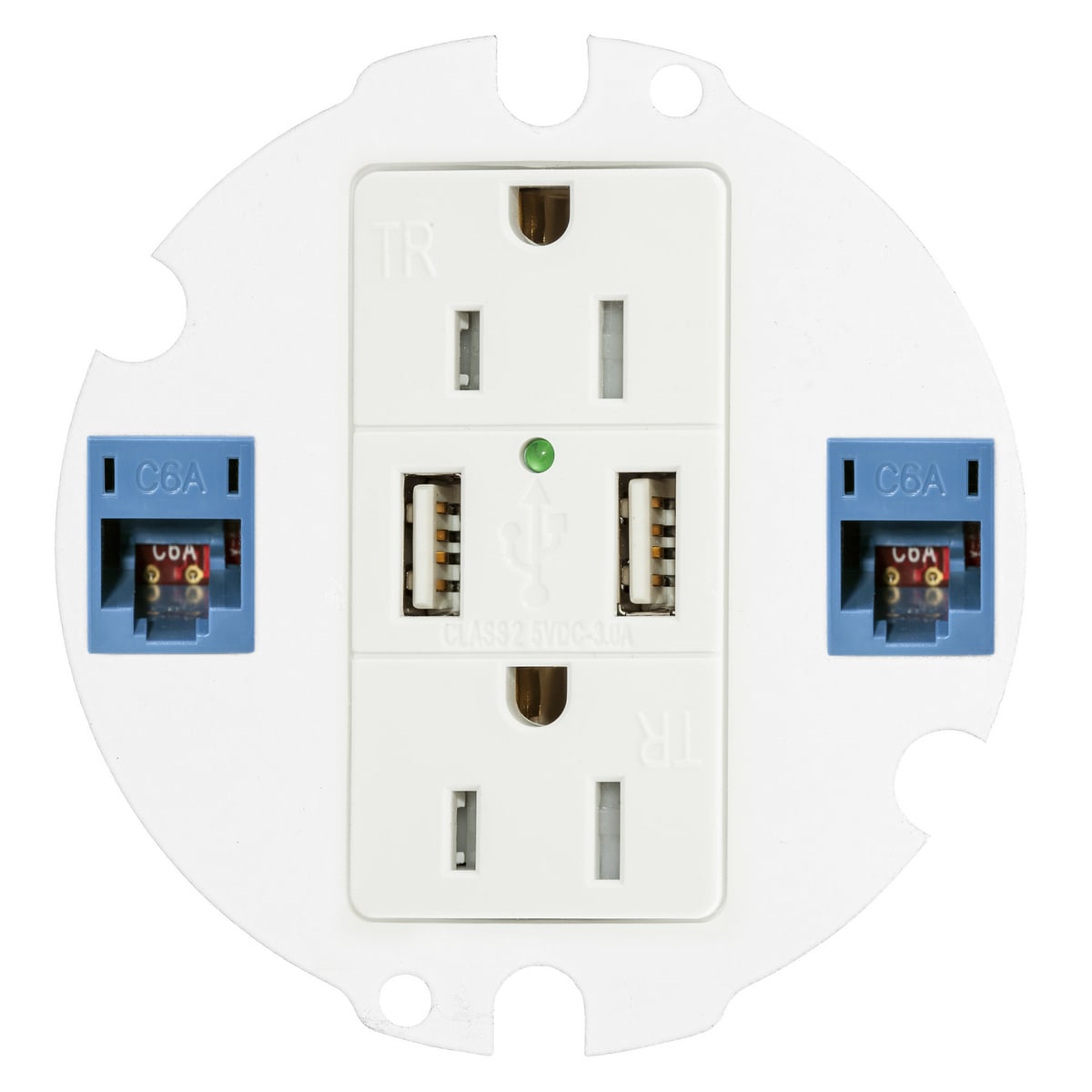 In-Floor Delivery Systems, SystemOne, Recessed 4" Series, Sub Plate, (1) StyleLine? Decorator Opening, (2) TRACJACK/ORTRONICS Openings