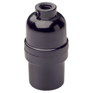 Medium Base Complete, Phenolic Shell Incandescent Lampholder, Keyless, Single Circuit, 1/8 IPS Tapped Bushing with Set Screw, Black