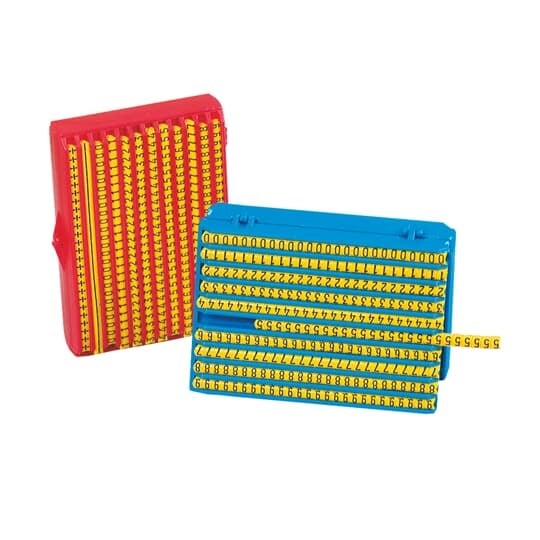 Magazine Dispenser for SMS Sleeves - Material Polystyrene, Color White Sleeve Markers, Wire Range 16-10AWG, Marker Type SMS196, Standard Pack 20 Strips of 25 Markers/Dispenser 0-9,  includes Application Tool SMAT196