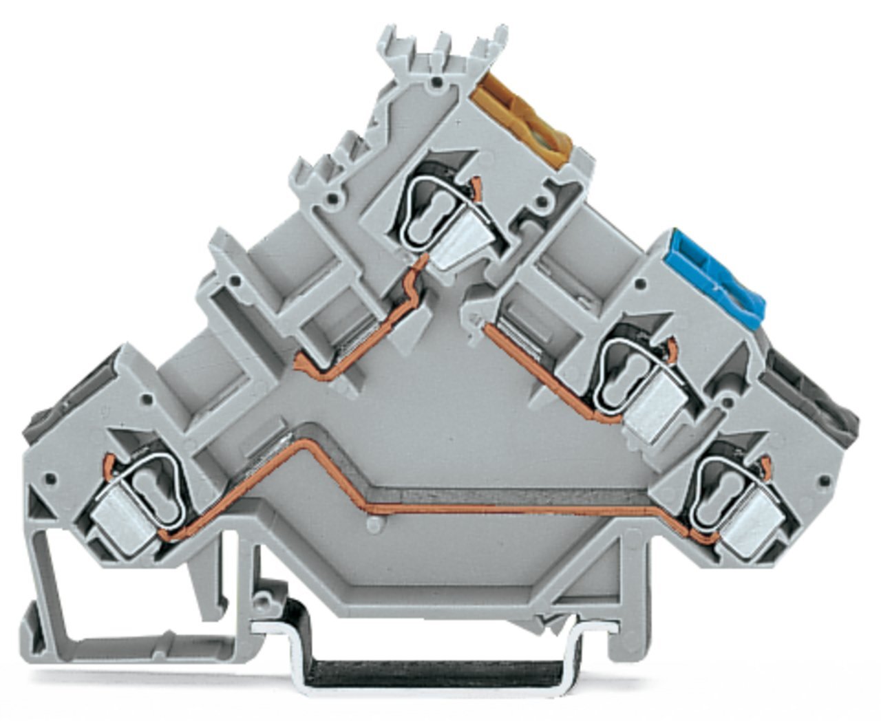 3-conductor sensor terminal block; with colored conductor entries; 2.5 mm; CAGE CLAMP; 2,50 mm; gray