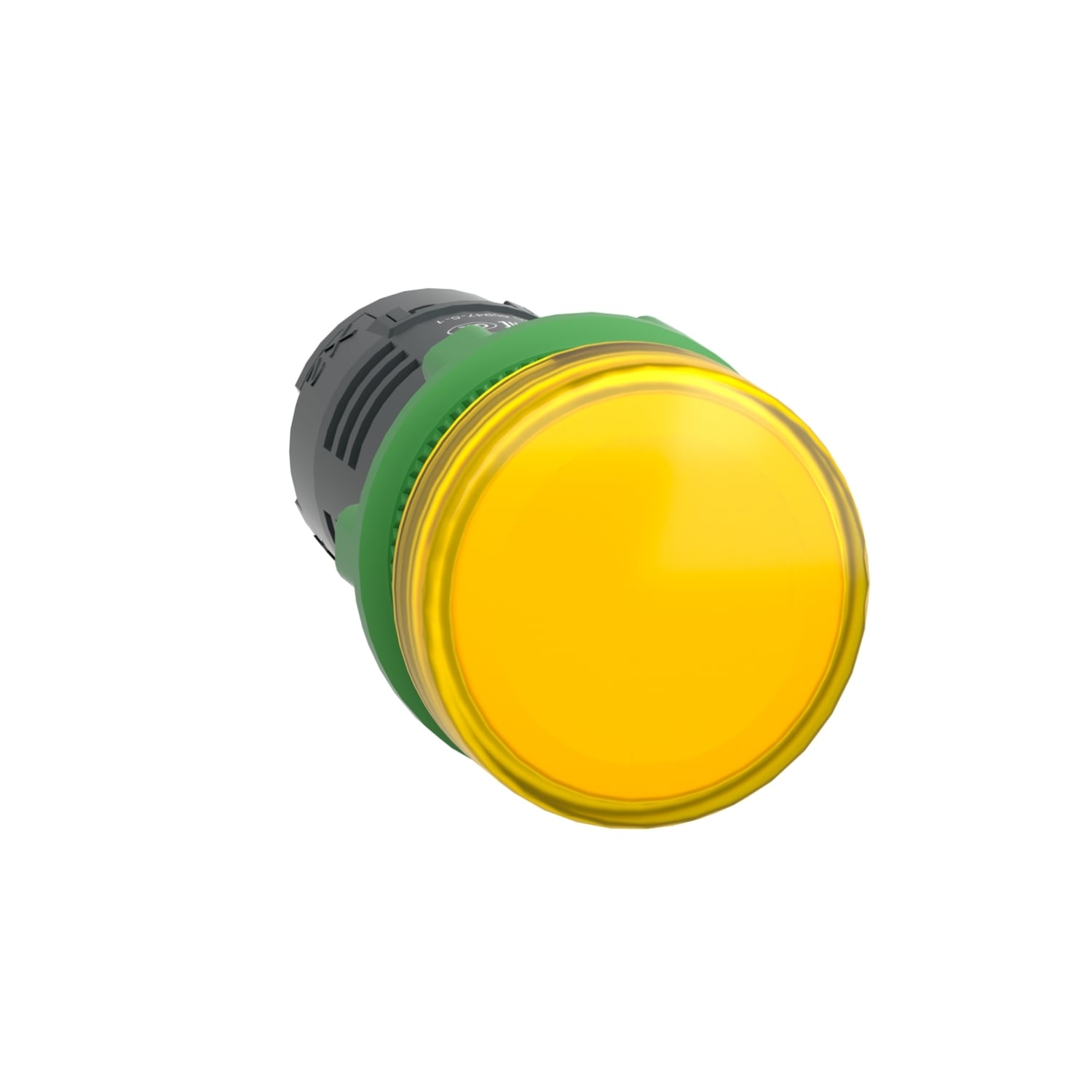 Pilot light, Harmony XB5, grey plastic, yellow, 22mm, universal LED, plain lens, 110...120V AC